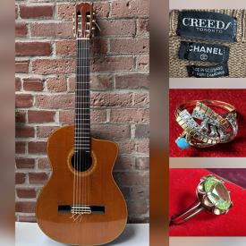 MaxSold Auction: This online auction features designer women’s clothing, hats & scarves, designer handbags, gold jewelry, men’s clothing & footwear, guitars, MCM lounge chair, vintage pocketwatch, and more!