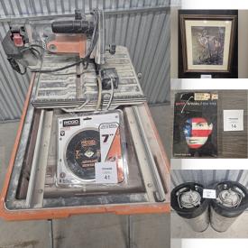 MaxSold Auction: This online auction features yarn & knitting supplies, Robert Bateman prints, small kitchen appliances, hardware, power tools, home brewing supplies, hardwood flooring, camping gear, bikes, planter, and more!