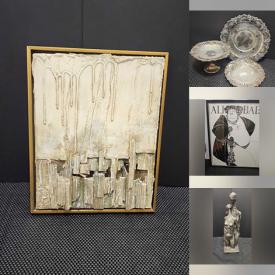 MaxSold Auction: This online auction features Ronald Chase collage, tilt-top table, decorative plate, vintage typewriter, folk dolls, table lamps, and more!