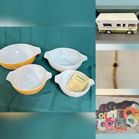 MaxSold Auction: This online auction features sewing & craft supplies, cabbage leaf plate, Anne Geddes doll, Peggy Nisbet dolls, vinyl records, model boats, pet products, fishing gear, pewter ornaments, air compressor, power tools, milk glass, small kitchen appliances, vintage Pyrex, vintage bottles, crock, costume jewelry, watches, sports trading cards, and more!