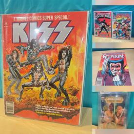 MaxSold Auction: This online auction features a comic collection liquidation, including Marvel, Ghost Rider, Star Wars, The Walking Dead, DC,  Aliens, Moon Knight, Robocop, Archie, CSI, Battlestar Galactica, Road Runner, Image, Judge Dredd, Indiana Jones, The Punisher, Conan, Camelot 3000, Valiant, Gold Key, much, much, more!!!
