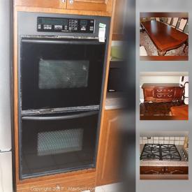 MaxSold Auction: This online auction features 2 Sconces with gold finish, Thomasville Dining room table , Thomasville Dining Hutch and Buffet, 2 tiered gold finished chandelier, Miele Stovetop With 4 gas burners, and much more!