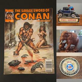 MaxSold Auction: This online auction features wood carving, vinyl records, soapstone carving, sports collectibles, Dresden Works pottery, comics, hunting gear, sports trading cards, video games, Pokémon collectibles, CDs, small kitchen appliances, art glass, and more!