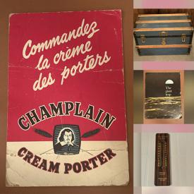 MaxSold Auction: This online auction features antique steamer trunks, sports collectibles, vintage books, art books, children’s books, vintage advertising signs, vinyl records, CDs, exercise equipment, Robert Probert carvings, binoculars, camera, games, and more! \n