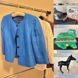 MaxSold Auction: This online auction features MCM dresser, pashminas & scarves, women’s clothing, 4-poster bed, collector plates, gold, silver & costume jewelry, outerwear, upright freezer, TV, decanter set, Blue Mountain pottery, Royal Doulton figurines,  small kitchen appliances, BBQ grill, brass figurines, Willow Tree, printer, toys, sectional couch, office supplies, home health aids, ceiling fan, yarn, craft & sewing supplies, serger, and more!