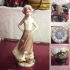 MaxSold Auction: This online auction features a wedding dress, training dressmakers, teacups, finger puppet, figures, wall art, books, mask,, candles, decorative plates, earrings, and much more!