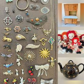 MaxSold Auction: This auction features Brooches, Vintage Nintendo, Linens, Books, Antique Farm Tools, Trunks, Gnomes, Lusterware, Figurines, Electronics, Occasional Tables, Dinnerware, Tea Sets, TV, Tools, Clocks, Planters, Vases, Hoosier, Mirrors, Craft Supplies, Kitchenware, Toys, Seating, Luggage, Office Supplies, Books, Garden Decor, Lighting, Patio Furniture, Dressers, Baskets, Rugs, Dresser Collectibles, Wall Art, Sewing Supplies, Vases, Frames, Stereo Equipment, Kitchen Storage, Plants, Fishing Gear Enamelware, Dolls and much more!