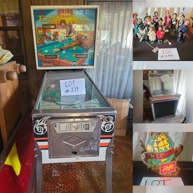 MaxSold Auction: This online auction features vintage carousel horses, Disney collectibles, Nao figurines, Hummels, Teddy Bear collection, Robert Railes collectibles, bar signs, snuff bottles, Dolls of the World, nesting dolls, collectible dolls, doll furniture, vinyl records, jukeboxes, Mata Ortiz pottery, Precious Moments, Madame Alexander dolls, Lladro figurines, cookie jars, decorative teapot, Räuchermännchen figures, holiday village buildings, pinball machine, Jim Shore figurine, stamps, stained glass lamp, Snowbabies, vintage Byers Choice figurines, art glass, and much, much, more!!!n