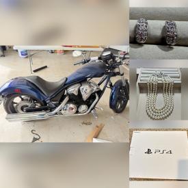 MaxSold Auction: This online auction features leather furniture, area rugs, room divider, floor vases, bar stools, small kitchen appliances, metal wall art, vintage books, sunburst mirrors, home safe, men’s clothing & footwear, video game console, TV, planters, dining table & chairs, watches, patio furniture, BBQ grill, lawnmower, portable AC unit,  pressure washer, garden tools, costume jewelry, and more!