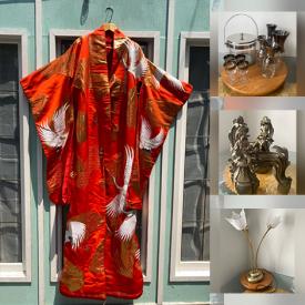 MaxSold Auction: This online auction features vintage Mexican pottery, decanter set, small kitchen appliances, oil lamp, milk glass, suncatchers, vintage torpedo lamps, vintage drip pottery, wood carvings, quilts, teacup/saucer sets, vintage B&G Christmas plates, Duncan Phyfe table, wicker desk, costume jewelry, antique oil lanterns, vintage Japanese urchikake, and more!