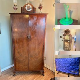 MaxSold Auction: This online auction features mantel clocks, heater, oil lamps, wheelchair, antique armoire, art glass, stained glass panel, uranium glass, TVs, metal wall art, small kitchen appliances, Royal Doulton figurine, planters, garden art, decorative plates, fishing gear, binoculars, Depression-era glass, vintage milk glass, Alberta Potteries, women’s clothing & footwear, power & hand tools, fitness gear, Carnival glass, craft supplies, vintage sewing machine, sewing supplies, Transferware, banknotes, Toby jug, vintage books, upright freezer, cedar chest, and much, much, more!!!