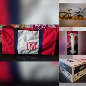 MaxSold Auction: This online auction features stone pedestal, leather sofa, decorative pillows, NIB BBQ grill, guitar, bikes, NIB bed frame, dining chairs, and more!\n