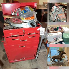 MaxSold Auction: This online auction features area rugs & runners, TV, CDs, DVDs, vinyl records, office supplies, monitor, printer, refrigerator, upright piano, rattan furniture, dryer, small kitchen appliances, cookie jar, stained glass panels, oven, dishwasher, exercise equipment, camera & lens, art & craft supplies, guitar, collectible Barbies, souvenir spoons, costume jewelry, women’s clothing, daybed, sewing machines, graphic t-shirts, leaded glass panel, Sentry safe, chiminea, garden tools, power & hand tools, western saddles patio furniture, and more!