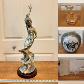 MaxSold Auction: This online auction features NIB barware, brass collectibles, art glass, Vincent Selby paintings, hardware, puzzle, promotional teapot, tabletop fire pit, vintage cow creamer, vintage matchbooks, chinoiserie collectibles, Wade Whimsies, decanter, Art Deco-style sculpture, Carnival glass, and more!