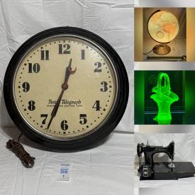 MaxSold Auction: This online auction features antique coal scuttle, guitar, soapstone carvings, cuckoo clock, carnival glass, head vases, sewing machine, Fenton glass, vintage Avon spice buildings, art glass, singing bowl, comics, Anime figurines, action figures, sports trading cards, model kits, Pokémon collectibles, uranium glass, Moorcroft, outerwear, and more!