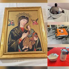 MaxSold Auction: This online auction features garden tools, ladders, generator, chest freezer, wheelchairs, small kitchen appliances, desk, jewelry armoire, cedar chest, antique furniture, Longaberger baskets, cast iron skillets, stained glass lamp, vintage book, teacup/saucer sets, mantle clock, antique dining table table & chairs, vinyl records, fishing gear, CDs, Belleek, sports apparel, and more!