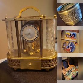 MaxSold Auction: This online auction features Disney collectibles, Kokeshi doll, vintage ashtray, brass planter, milk glass, Depression glass, novelty teapot, art glass, toys, costume jewelry, watches, mantel clock, Le Creuset, carnival glass, men’s clothing, and more!
