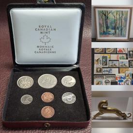 MaxSold Auction: This online auction features bronze sculpture, art glass, clay teapots, ginger jars, art pottery, coins, banknotes, watches, costume jewelry, stamps, framed artwork, skateboard, LED lights, vintage ashtray collection, and more!n