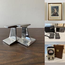 MaxSold Auction: This online auction features RC helicopters, garden mulcher, Lenox, vintage golf clubs, winch, mini fridge, men’s clothing & footwear, vintage Stiffel lamps, DVDs, boat model, printer, Sentry safe, desk, exercise equipment, small kitchen appliances, art pottery, stein, CDs, planters, outdoor heater, decorative plates, power & hand tools, electrical supplies, area rug, guitar, decanter, perfume bottles, watches, and more!