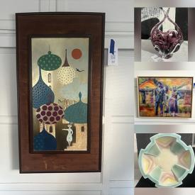 MaxSold Auction: This online auction features wood sculpture, vintage oil paintings, art pottery, digital print art, vintage Belleek, vintage censer, antique books, Mexican folk art, art glass, vintage Kokeshi doll, B & G plaques, floor lamp, alter candlesticks, and more!