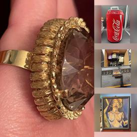 MaxSold Auction: This online auction features gold, silver & costume jewelry, cookie jars, Fitz & Floyd collectibles, Evesham, Royal Doulton figurine, art glass, new beauty products, flatware, outerwear, Swarovski jewelry, decorative tea pot, decanters, watches, Maurice Chalvignac wall plaque, NIB sewing machine, amp, vintage video games, and more!\n