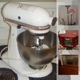 MaxSold Auction: This online auction features a power lift chair. VINTAGE: Knechted night stands; straight razor and containers; Singer sewing machine in cabinet with bench. Men's leather jackets. Women's costume jewelry with a few sterling pieces. Casio keyboards. COLLECTIBLE: Coins; Royal Doulton figurine; Wade tea figures. KitchenAid stand mixer and much more!