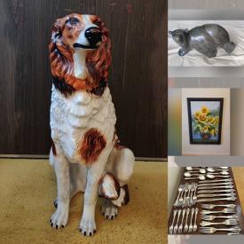 MaxSold Auction: This online auction features framed oil paintings, alpaca rug, floor statues & vases, Chinese panels, decorative plates, MCM dining table & chairs, stone carvings, antique pedestal stands, Delft house, TV, sheepskin rug, table lamps, bikes, Jon McNaught mini-books, and more!