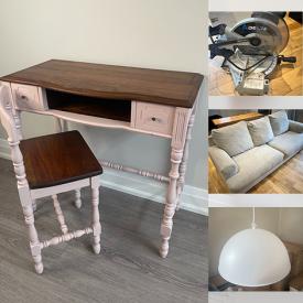 MaxSold Auction: This online auction features pet products, electronic safe, power tools, small kitchen appliances, snowboard, sun shelter, home electronics, TV, pendant chandelier, dehumidifier, lawnmowers, garden tools, bikes, toys, writing desk, upright freezer, watch, BBQ grill, paint supplies, and more!