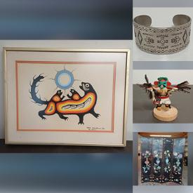 MaxSold Auction: This online auction features Anatole Krasnyansky serigraph, Glen Loates print, guitars, outerwear, coins, silver & costume jewelry, watches, stained glass lamp & panel, Raku pottery, art glass, Fat Lava vase, brass statue, sports collectibles, sports trading cards, Kachina dolls, model kits, tin toy, and more!