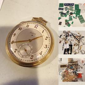 MaxSold Auction: This online auction features sports trading cards, carved wood masks, camping gear, fitness gear, costume jewelry, NIB thermostats, computer components, Blu-rays, vinyl records, watches, coins, Cricut, outerwear, DVDs, hand tools, CDs, small kitchen appliances, planters, comics, cookie jar, puzzles, toys, Legos, and more!\n