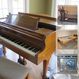 MaxSold Auction: This online auction features a Haines Bros. baby grand piano and a Brunswick pool table; electronics including an Atari 7800 ProSystem with games, Realistic CB radios and walkie talkies, Hitachi receiver, Jensen speakers, vintage cameras and remote control cars; furniture including vintage secretary desks, carpetbagger chairs, oak dining room table and chairs and trundle beds; office supplies including a CombBind binding system and supplies; kitchenware including china and a Farberware 30 cup perculator; exercise equipment including a Life Fitness treadmill, Life Fitness x9i cross trainer and Alpine Rower rowing machine and much more!