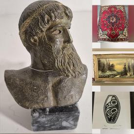 MaxSold Auction: This online auction features Persian area rugs & runners, Julie King painting, Derek Wilson print, Otto Lokeng painting, Chinese ink rubbing, GA Dumaris watercolours, Royal Doulton figurines, The Royals collectibles, ruby cut crystal, Mexican Folk Art, soapstone sculpture, tribal art mask, souvenir bells, vintage oil lamp, African drum, and more!