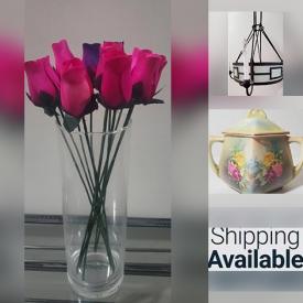 MaxSold Auction: This online auction features wrought iron chandelier, Depression glass, pet products, wooden roses, decanter set, canvas art, collector plates, doll furniture & clothing, teacup/saucer sets, women’s clothing, and more!\n