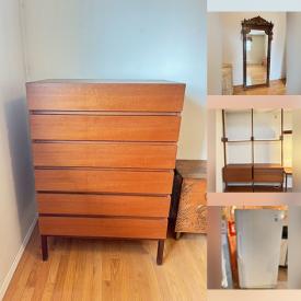 MaxSold Auction: This online auction features MCM furniture, wrought iron bed, modular wall unit, floor candelabras, upright freezer, TV, stained glass lamp, uranium glass, art glass, oil lamp, ladders, lawnmower, patio furniture, garden tools, NIB ceiling fan, power & hand tools, art pottery, decorative plates, Swarovski jewelry, Depression glass, Lladro figurine, costume jewelry, Hummels, vinyl records, Royal Doulton figurines, CDs, small kitchen appliances, Jasperware, collector plates, souvenir spoons, teacup/saucer sets, and more!