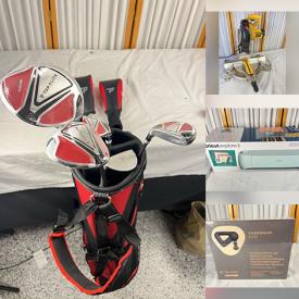 MaxSold Auction: This auction features Hand truck, Miter Saw, Dinnerware, Cricut, Batteries, Karaoke Machine, Fan, Pressure Washer, Serving Pieces, SodaStream, Compressor, Disney Plush, Food Processor, Heater, Mixer, Sewing Machine, Slippers, Small Kitchen Appliances, Printers, Golf Case, Storage Chest Massager  and much more!