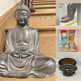 MaxSold Auction: This online auction features comics, DVDs, video games, sports collectibles, belt buckles, Buddha statue, wood carving, slippers, and more!