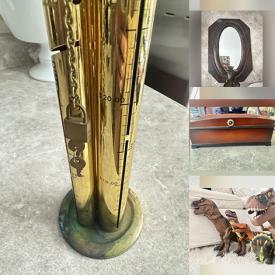 MaxSold Auction: This online auction features canvas art, toys, theater speaker system, wall mirror, camera, bar stool, brass coin bank, comics, wire display rack, china cabinet, and more!