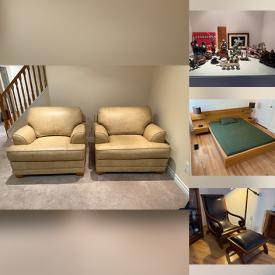 MaxSold Auction: This online auction features dining table & chairs, area rug, cuckoo clock, leather furniture, glass kitchen table, cookie jar, desk, bookcases, art glass, sleigh bed, vanity, adjustable desk, platform bed, exercise equipment, plastic shelving, power tool, garden tools, and more!