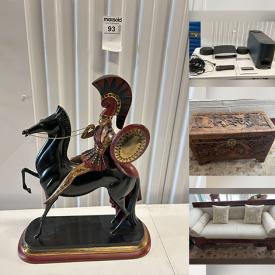 MaxSold Auction: This online auction features plastic shelving, highboy dressers, antique sofa, lingerie dresser, patio furniture, wall mirrors, carved cedar chest, fitness gear, and more!