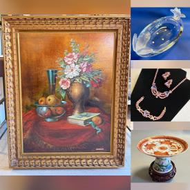 MaxSold Auction: This online auction features art glass, mantel clocks, decorative teapots, collector plates, silver & costume jewelry, vintage jewelry, antique vase, teacup/saucer sets, table lighter, comics, batik art, area rug, and more!