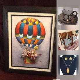 MaxSold Auction: This online auction features ANTIQUE: Desk accessories; floor lamp; presses; shoe forms. VINTAGE: Linens; aprons; jewelry; Hardy Boys books; Guardian Ware; beaded purses; metal trays. ART: Original oils by J. Roybal; framed art. COLLECTIBLE: 12 Beauties of the Red Mansion plates; Royal Doulton horoscope plates; baseball cards; Star Wars; coins; Boston Red Sox; Micheal Jordan; Hummel; LP's; perfume bottles. STERLING: Mix of flatware, jewelry and serving pieces. GOLD: Ladies jewelry. CRYSTAL/GLASS: Tiffany & Co. candle holders, Baccarat elephant, Lalique bird, Carnival, Hoosier. CHINA: Tea services; Lenox; Royal Copenhagen; Lustre ware; Arabia. LADIES: Evening bags and formal ware. NIB: Ceiling lights and much more!