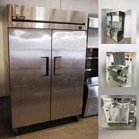 MaxSold Auction: This online auction features commercial supplies for the hospitality industry including stainless steel chilling units, upright freezers, refrigerated bar unit, steaming table, coffee dispenser, utility and bar tables, resin conference chairs and much more!