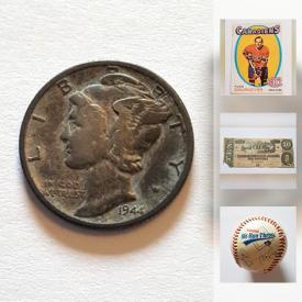 MaxSold Auction: This online auction features Coins, currency, medallions, stamps, sports memorabilia, jewelry, arrowheads, antique skeleton keys and much more!