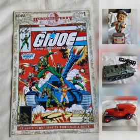 MaxSold Auction: This online auction features toys, comics, sports cards, hats, action figures, seashells, DVDs, magazine, handsaws, bored games, slot car set, place mats, model cars, and much more!