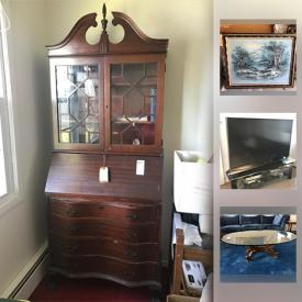 MaxSold Auction: This online auction features vintage Whitney maple bedroom furniture, 1960s blue velvet sofa, travel bags, Royal De Luxe typewriter, lamps, glass top coffee tables, Drake Ham radio units, printer, computer monitor, speakers, Miriam Ecker signed original oil paintings, Mitsubishi TV, VHS player, Central 5000 Security System, LPs, treadmill, and much more!