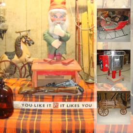 MaxSold Auction: This online auction features Sleigh, Flexible Flyer Sled, Trike Horse, Antique Spear, Mechanical Cast Bank, 7up Door Push Bar, Marble Chess Set, Green Arrow Wagon, Beakers, Steamer Trunk and much more!