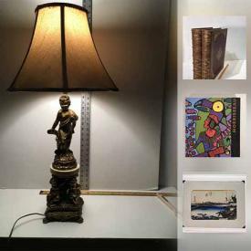 MaxSold Auction: This auction features Wood Sculpture, Art-Deco Style Bronze Sculpture, Norval Morrisseau Book, James A. Houston Colour Lithographed print, Hiroshige "Toyokawa bridge" Original Woodcut, Harley Davidson Book, scale and much more!