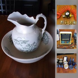 MaxSold Auction: This online auction features VINTAGE: Wash basin and pitcher; size 9 bean pot. CHINA/STONEWARE/CERAMICS: Cottage blue dishes; 52 piece Wallace China dish set; many serving pieces. COLLECTIBLE: Sports; stamps; Disney. TOOLS and much more!