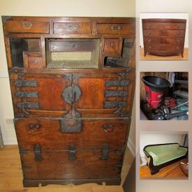 MaxSold Auction: This online auction features Vintage wooden dresser, Wood Computer Cabinet, Krups Coffee Maker, Antique Korean Cabinet, Antique wooden carved oak mirror, Lladro goose, Handpainted Tray Table, Antique Rockers, IKEA Trundle Couch, Patio Table And Chairs, Flowtron Electric Leaf Mulcher, and much more!