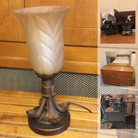 MaxSold Auction: This online auction Features Burled Oak bedroom set, Rascal Mobility Chair, Glassware, An early 60s era Craftsman table saw with extension table and guide arm, Sanders, Wrought Iron Chandeliers, and much more!